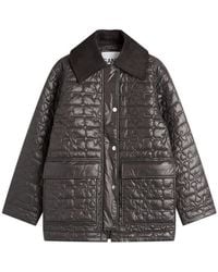 Ganni - Shiny Quilt Midi Jacket - Lyst