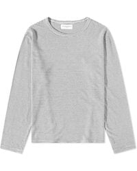 Officine Generale - Stripe Long Sleeve T-Shirt Heather/Ecru - Lyst