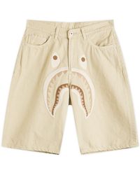 A Bathing Ape - Shark Garment Dye Relaxed Fit Denim Shorts - Lyst