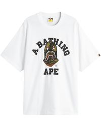 A Bathing Ape - 1St Camo Shark Seijin College T-Shirt - Lyst