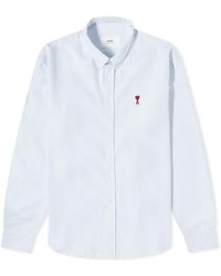 Ami Paris - Stripe Logo Button Down Shirt - Lyst