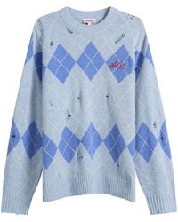 Charles Jeffrey - Distressed Argyle Jumper - Lyst