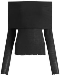 Skims - Sheer Modal Off Shoulder Long Sleeve Top - Lyst