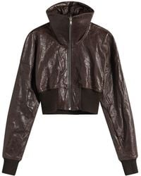 Rick Owens - Cropped Leather Bomber Jacket - Lyst