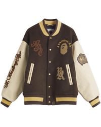 A Bathing Ape - Line Camoulti Logo Wool Varsity Jacket - Lyst