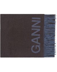 Ganni - Recycled Wool Fringed Scarf - Lyst