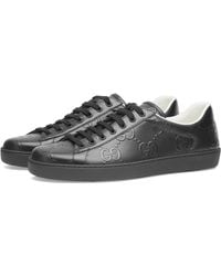 Gucci - New Ace Perforated Leather Mid-top Trainers - Lyst