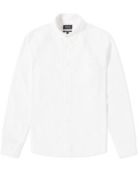 A.P.C. - Edouard Logo Button Down Poplin Shirt - Lyst