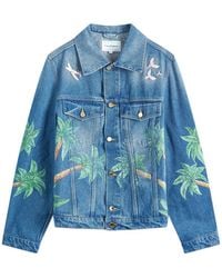 CASABLANCA - Tennis Club Print Embroidered Denim Jacket - Lyst