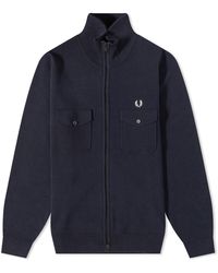 Fred Perry hooded cord track jacket in tan