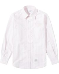 Thom Browne - Floral Applique Striped Button Down Oxford Shirt - Lyst