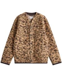 Universal Works - Leopard Wool Fleece Cardigan - Lyst
