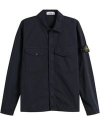 Stone Island - Organic Cotton Twill Zip Shirt Jacket - Lyst