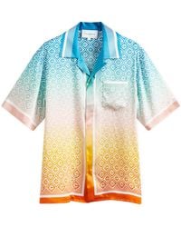 Casablanca - Diamond Monogram Short Sleeve Silk Shirt - Lyst