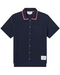 Thom Browne - Short Sleeve Button Down Textured Shirt - Lyst