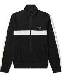 fred perry track jacket contrast panel black