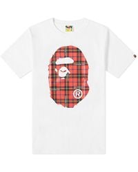 A Bathing Ape - Bape Logo Check Big Ape Head T-Shirt - Lyst