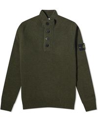 Stone Island - Stand Collar Button Neck Knit - Lyst