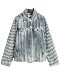 Ganni - Light Stripe Denim Jacket - Lyst