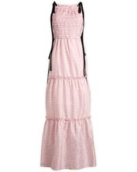 Ganni - Shibori Pleat Maxi Smock Slip Dress - Lyst