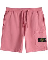 Stone Island - Organic Cotton Fleece Shorts - Lyst