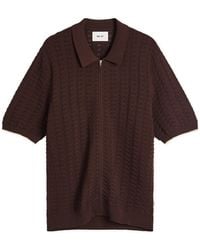 NN07 - Gustav Pointelle Stitch Zip Polo - Lyst