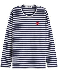 COMME DES GARÇONS PLAY - Stripe Heart Emblem Long Sleeve T - Lyst