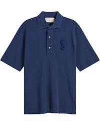 Ami Paris - Boxy Fit Polo With Ami De Coeur Knitted Patch - Lyst