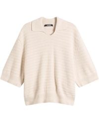Jacquemus - Chevron Cotton Silk Knit Polo Shirt - Lyst