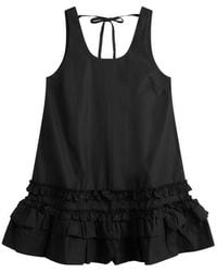 Ganni - Cotton Poplin U-Neck Mini Dress - Lyst