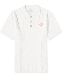 Casablancabrand - Striped Bouclé-knit Regular-fit Cotton-blend Polo Shirt - Lyst