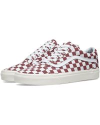 burgundy and white checkered vans