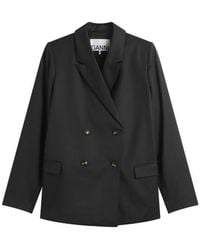 Ganni - Calendered Wool Blazer - Lyst