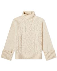 Ganni - Chunky Cable Oversized Highneck Pullover Jumper - Lyst