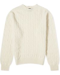 Drake's - Brushed Shetland Cable Crew Knit - Lyst