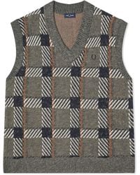 Fred Perry - Glitch Tartan Knitted Vest - Lyst