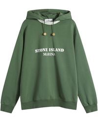 Stone Island - Marina Garment Dyed Logo Hoodie - Lyst