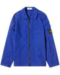 Stone Island - Garment Dyed Pocket Detail Zip Overshirt - Lyst