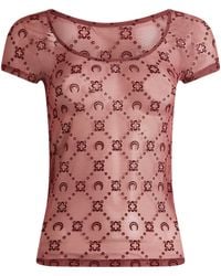 Marine Serre - Moonogram Mesh Flock Roundneck Top - Lyst