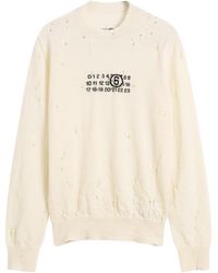Maison Margiela - Mm6 Numbers Logo Distressed Knitted Jumper - Lyst