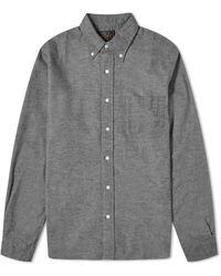 Beams Plus - Button Down Solid Flannel Shirt - Lyst