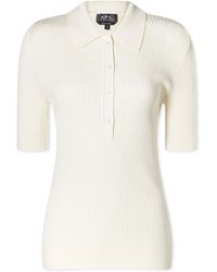 A.P.C. - Danae Knit Polo Shirt Top - Lyst