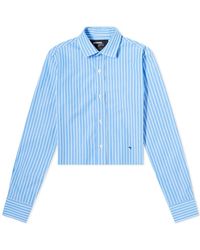 HOMMEGIRLS - Striped Cropped Button Up Shirt - Lyst