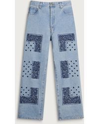 Nomarythm Textile - Bandana Embroidery Denim Jeans - Lyst