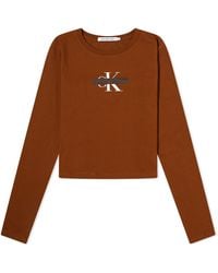 Calvin Klein - Long Sleeve Seasonal Mono Logo T-Shirt - Lyst