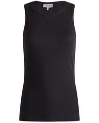 Ganni - Soft Cotton Rib Tank Top - Lyst