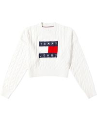 Tommy Hilfiger - Boxy Flag Logo Cable Knit Jumper - Lyst