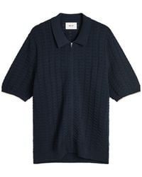 NN07 - Gustav Pointelle Stitch Zip Polo - Lyst