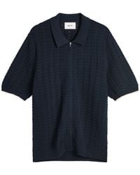 NN07 - Gustav Pointelle Stitch Zip Polo - Lyst