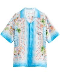 CASABLANCA - Le Plongeon Short Sleeve Silk Shirt - Lyst